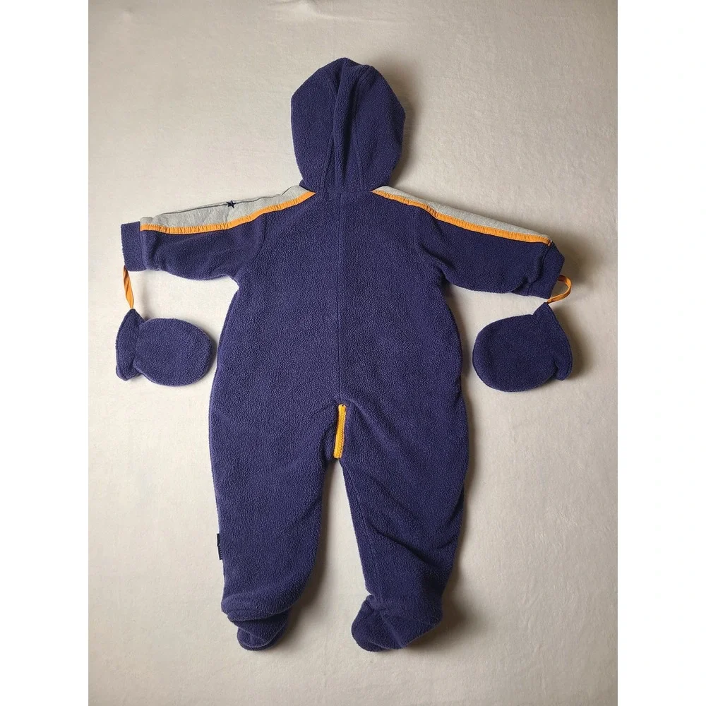 VTG Y2K 90s Little Me Fleece Pram Suit Baby 9M Football First String Hood Footed